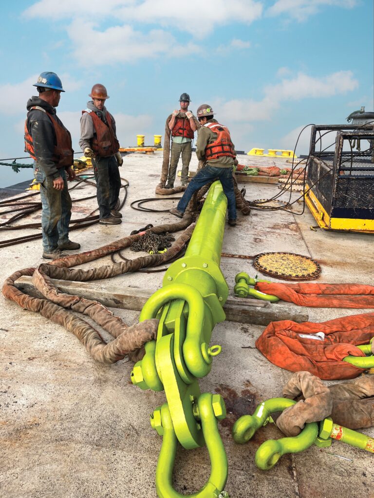 Offshore workers using rigging from LGH.