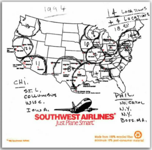 Pat Ficelli's vision for expansion, drawn up on a napkin in 1994.