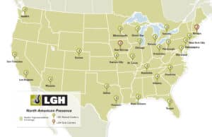 Map of LGH locations in North America.