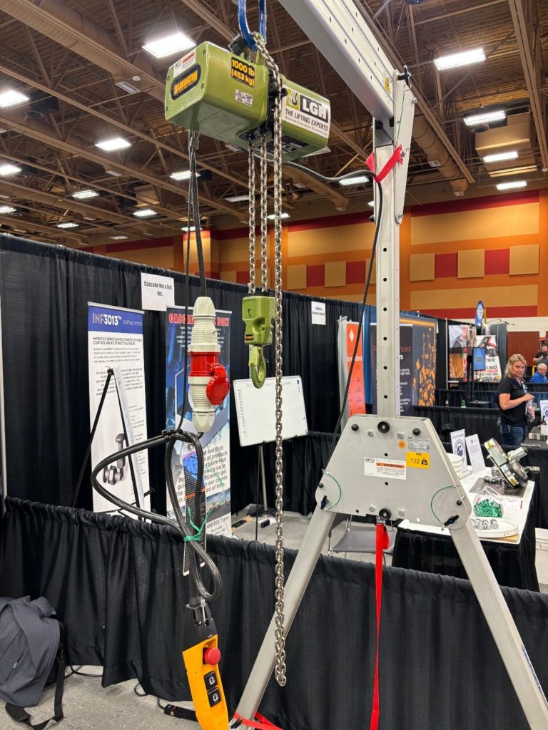 The Harrington SEM Electric Chain Hoist at LGH booth from tradeshow
