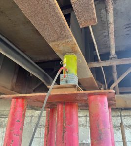 Hydraulic cylinder, or ram, from LGH on a jobsite.