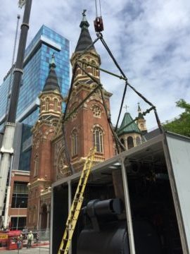 steam boiler installation with LGH rental lifting equipment